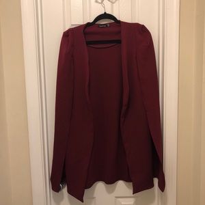 Boohoo Longline Tailored Crepe Cape in Wine